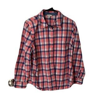 Talbots Soft cotton Plaid button down Shirt - Pink and Blue Sz LP